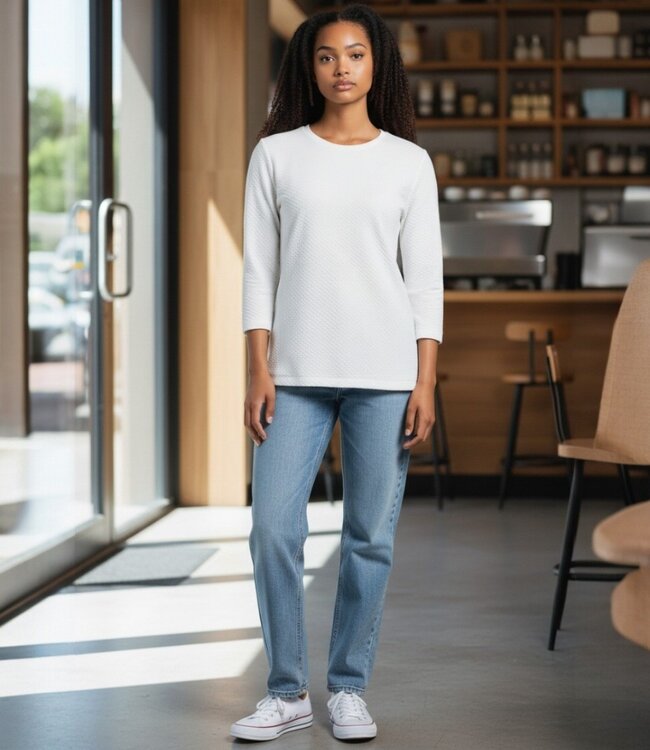 effen dames blouson met boord structuur offwhite Sunday