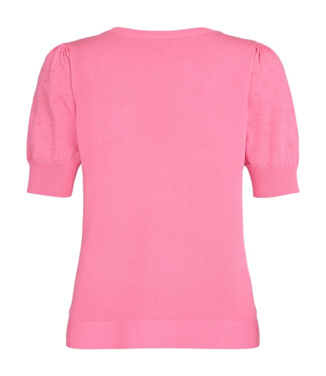 dames trui met korte mouw en nopjes- allover roze Sunday