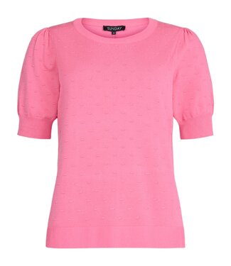 Sunday dames trui met korte mouw en nopjes- allover roze Sunday