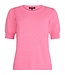 dames trui met korte mouw en nopjes- allover roze Sunday