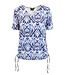 dames t- shirt met elastiek en paisley print blauw Brandtex