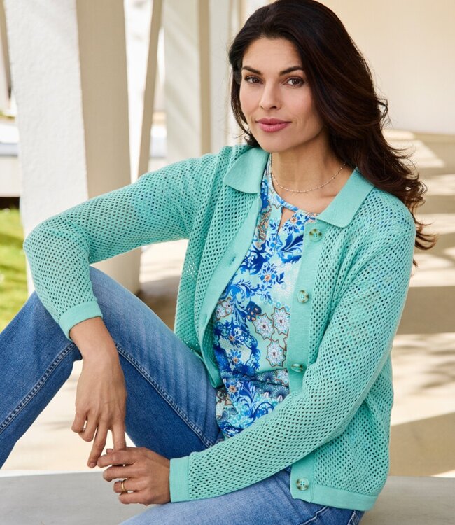 dames t- shirt met print "Calypso" aqua- blauw Signature