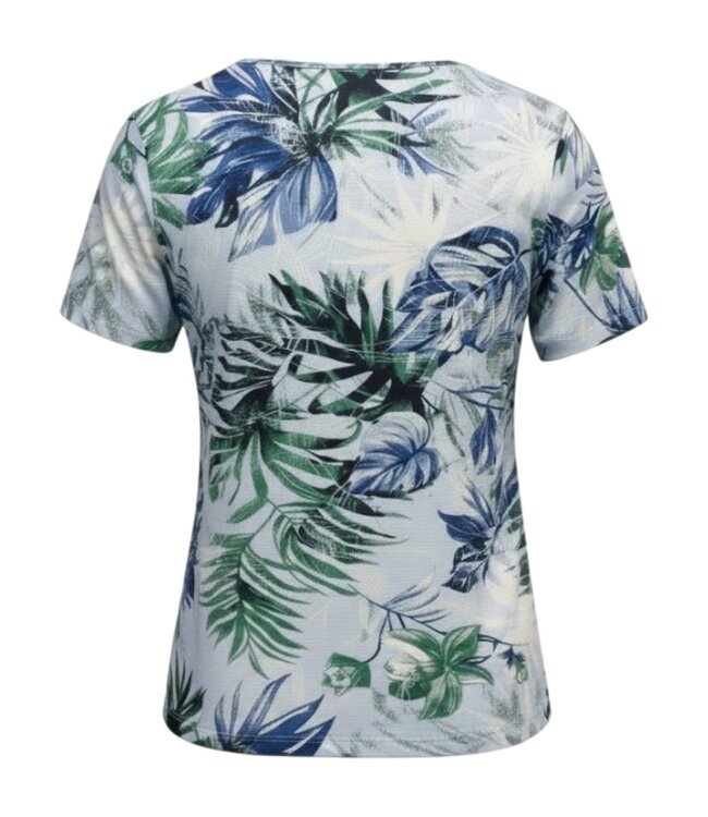 dames t- shirt safari- print blauw- groen Marinello