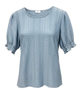 M.X.O. dames t- shirt broderie staalblauw M.X.O.