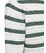 dames trui korte mouw met streep en structuur Dodo groen FreeQuent