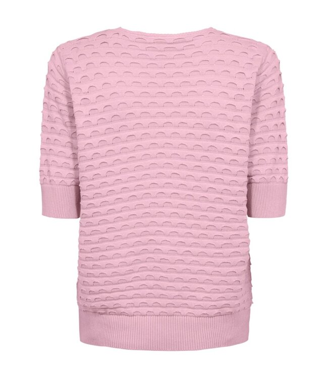 dames trui korte mouw relief Dodo roze FreeQuent