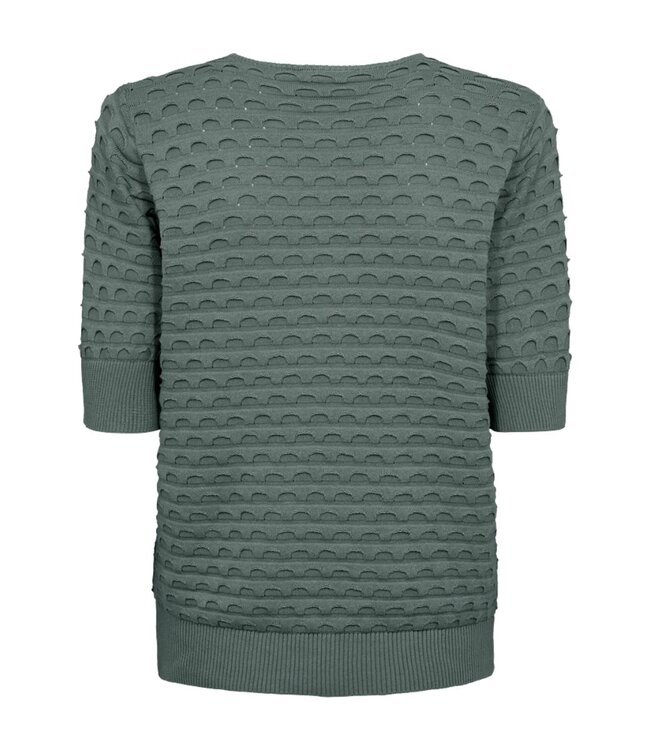 dames trui korte mouw relief Dodo donkergroen FreeQuent