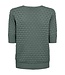 dames trui korte mouw relief Dodo donkergroen FreeQuent