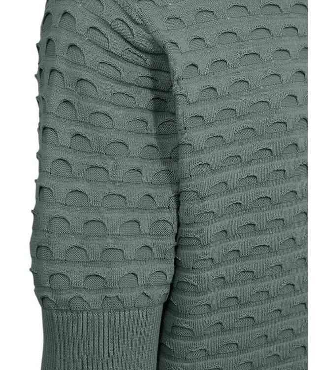 dames trui korte mouw relief Dodo donkergroen FreeQuent