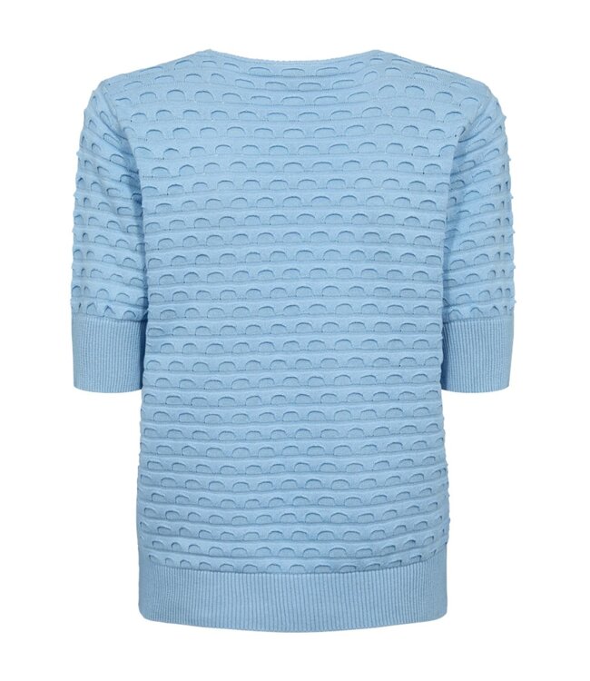 dames trui korte mouw relief Dodo blauw FreeQuent