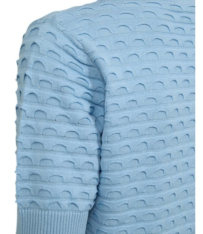 dames trui korte mouw relief Dodo blauw FreeQuent