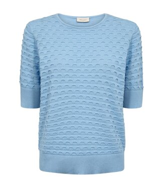 FreeQuent dames trui korte mouw relief Dodo blauw FreeQuent
