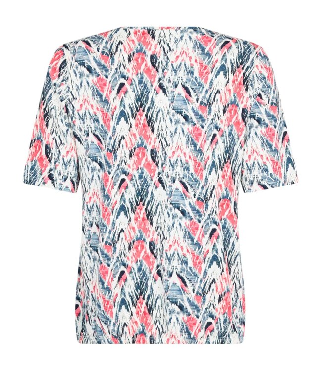 dames blouson shirt met waterval-print blauw- rood Sunday