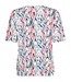 dames blouson shirt met waterval-print blauw- rood Sunday