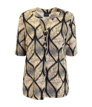 Brandtex. dames t- shirt met plooitjes en print sunsky