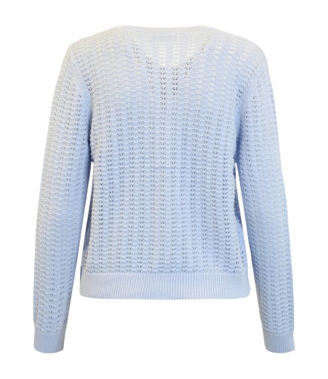 dames vest ajour gebreid blauw Brandtex 100% katoen