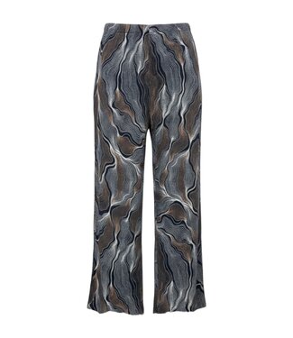 M.X.O. 7/8 flaired broek 100% viscose met print marine M.X.O.