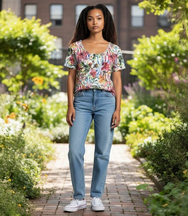 dames blouson shirt natuurprint multicolor K/M