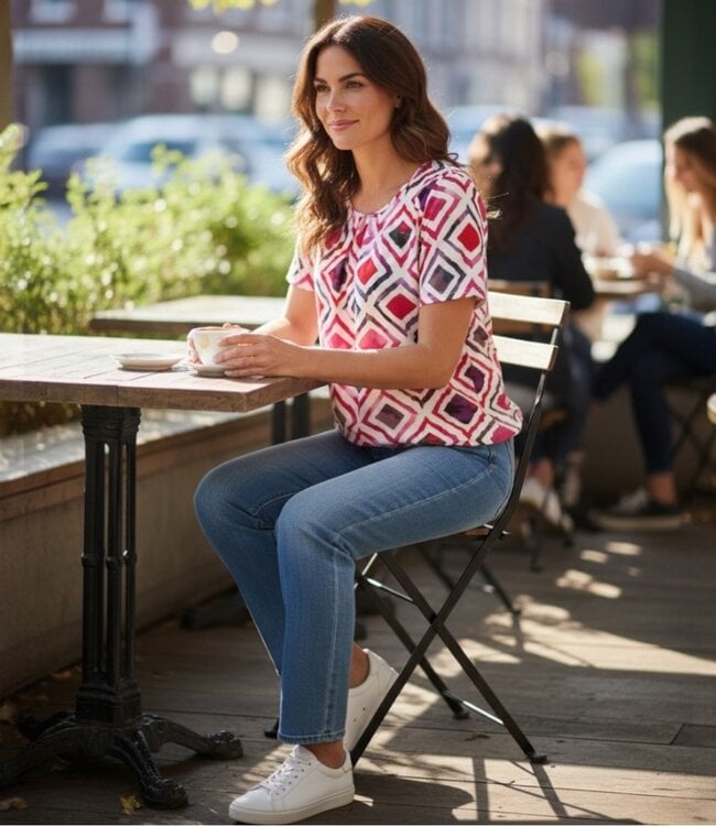 dames blouson shirt square roze K/M