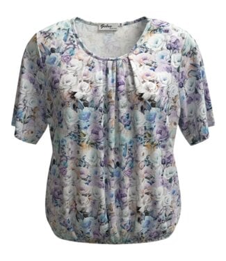 BLAUW dames blouson shirt bloemetjes lila K/M