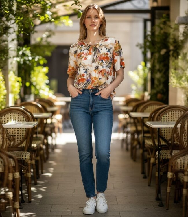 dames blouson shirt natuurprint koraal K/M