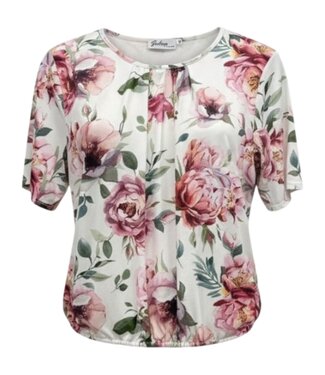 BLAUW dames blouson shirt bloemen groen- roze K/M