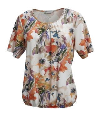 BLAUW dames blouson shirt natuurprint koraal K/M