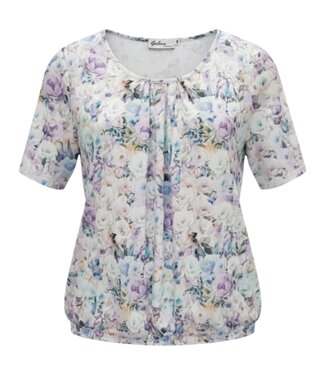 BLAUW dames blouson shirt bloemetjes lila K/M