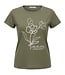 dames t- shirt met 3d- bloem opdruk khaki- groen Marinello
