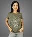 dames t- shirt met 3d- bloem opdruk khaki- groen Marinello