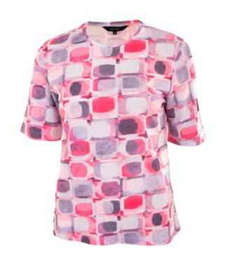 Navigazione dames t- shirt met blokpatroon rood Navigazione