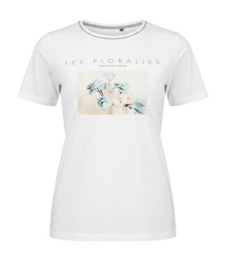 M.X.O. dames t- shirt met bloem print offwhite- khaki M.X.O.