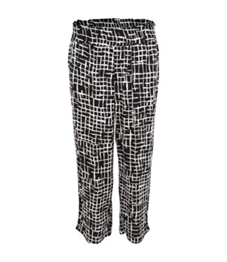 Navigazione stretch broek krinkelstof met print "Maila" zwart Navigazione