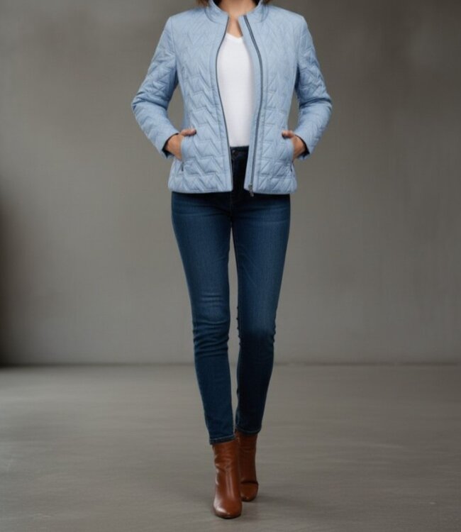 zomer jas dames doorgestikt patroon lichtblauw Brandtex 219760-3119