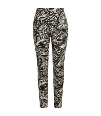 M.X.O. stretch broek dames krinkelstof zwart- beige M.X.O.