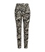 stretch broek dames krinkelstof zwart- beige M.X.O.