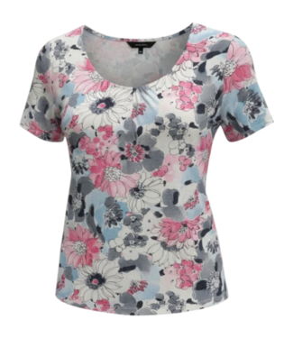 Navigazione dames t- shirt met plooitjes en print rood Navigazione