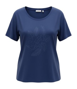 M.X.O. effen dames t- shirt met opdruk inkt- blauw M.X.O.