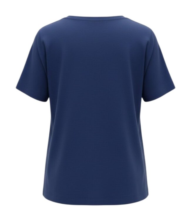 effen dames t- shirt met opdruk inkt- blauw M.X.O.
