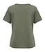 effen dames t- shirt met opdruk olijfgroen M.X.O.