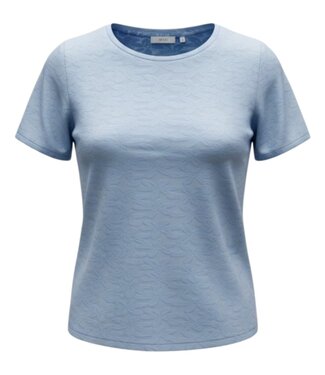 M.X.O. dames t- shirt broderie met bloemetjes blauw M.X.O.