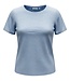 dames t- shirt broderie met bloemetjes blauw M.X.O.