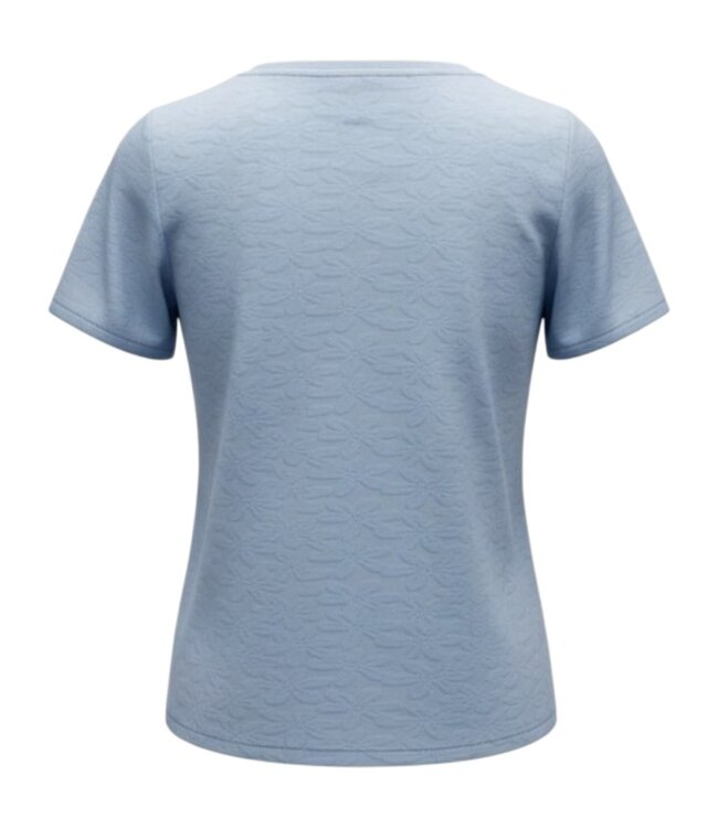 dames t- shirt broderie met bloemetjes blauw M.X.O.