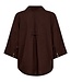 linnen dames blouse met 3/4 mouw "Lava Shirt" bruin FreeQuent