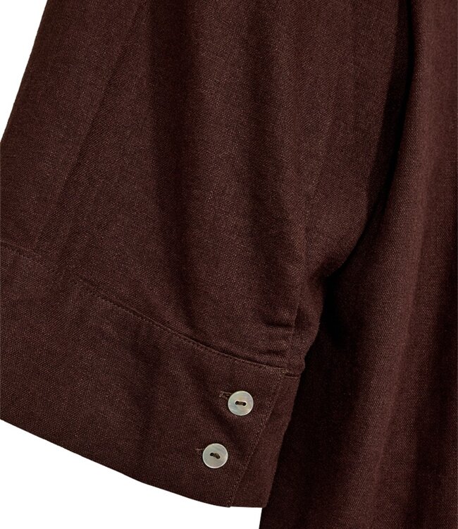 linnen dames blouse met 3/4 mouw "Lava Shirt" bruin FreeQuent