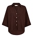 linnen dames blouse met 3/4 mouw "Lava Shirt" bruin FreeQuent