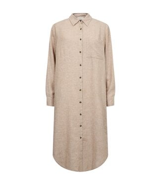 FreeQuent linnen dames jurk met kraag en knopen "Lava Dress" sand FreeQuent