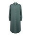 linnen dames jurk met kraag en knopen "Lava Dress" groen FreeQuent