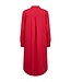 linnen dames jurk met kraag en knopen "Lava Dress" rood FreeQuent