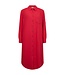 linnen dames jurk met kraag en knopen "Lava Dress" rood FreeQuent